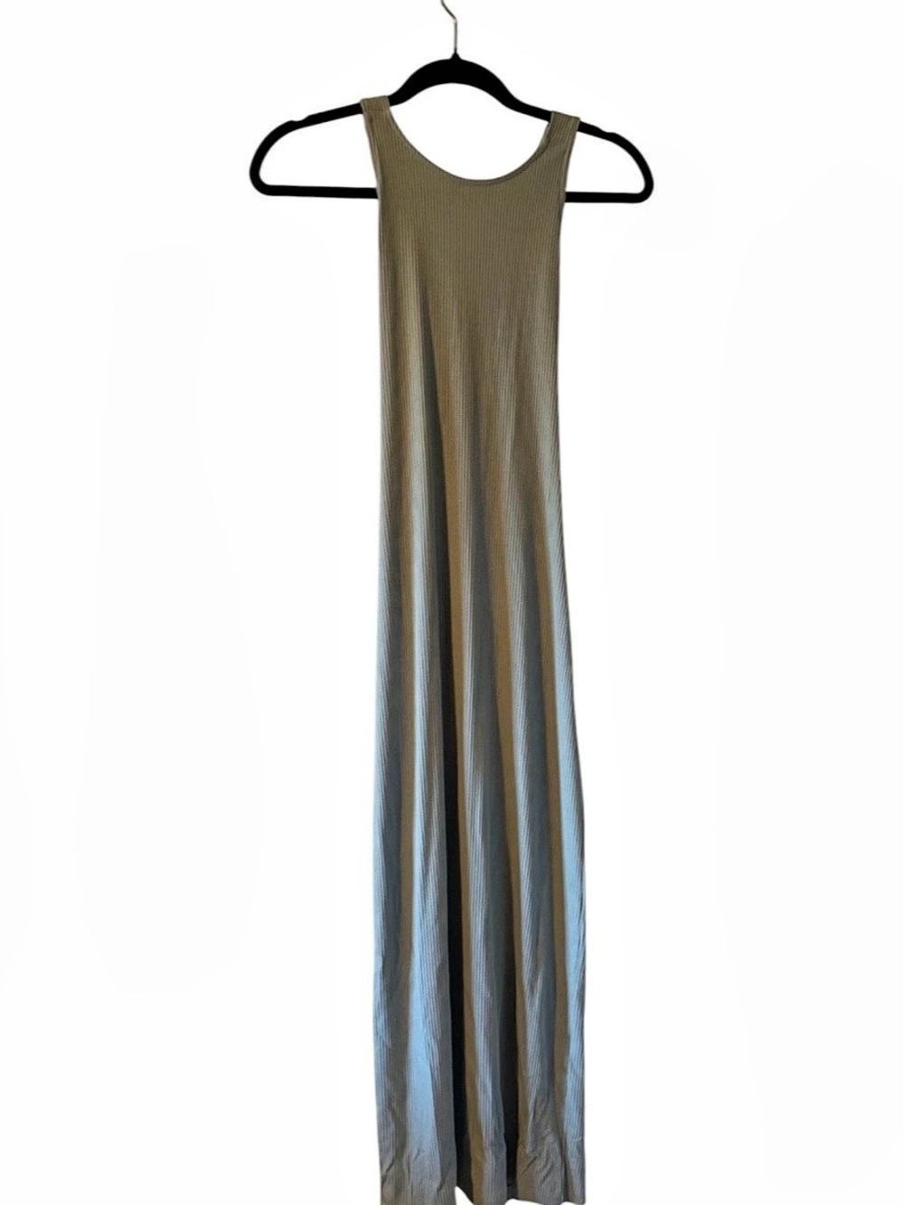 H&M Open-Backed Rib-Knit Dress Maxi Green Small
